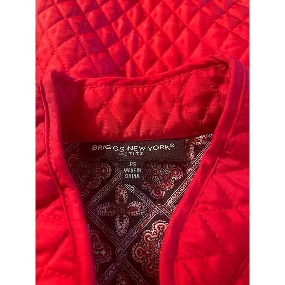 Briggs New York Red Quilted Jacket with Print Lining Petite Size Small - Picture 4 of 8